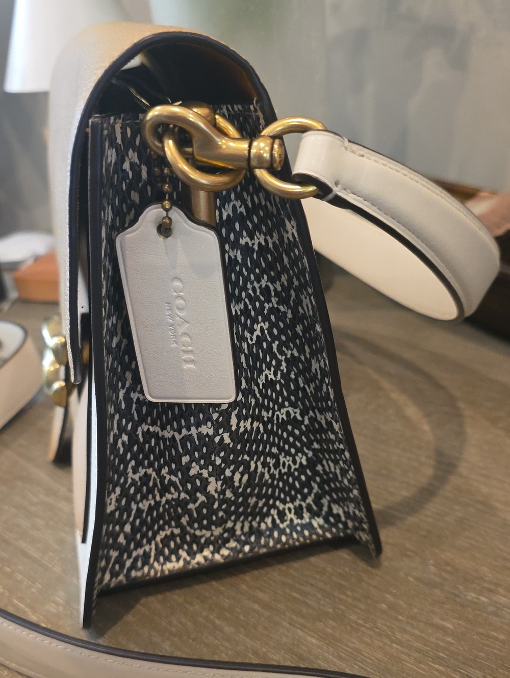 Coach Restored Tabby Shoulder Bag In Colorblock With Snakeskin Detail - Picture 3 of 8